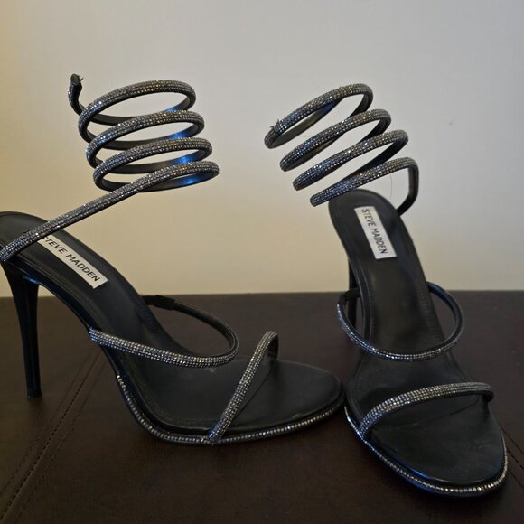 Steve Madden Slinky Glitter Black Heels - Picture 4 of 4